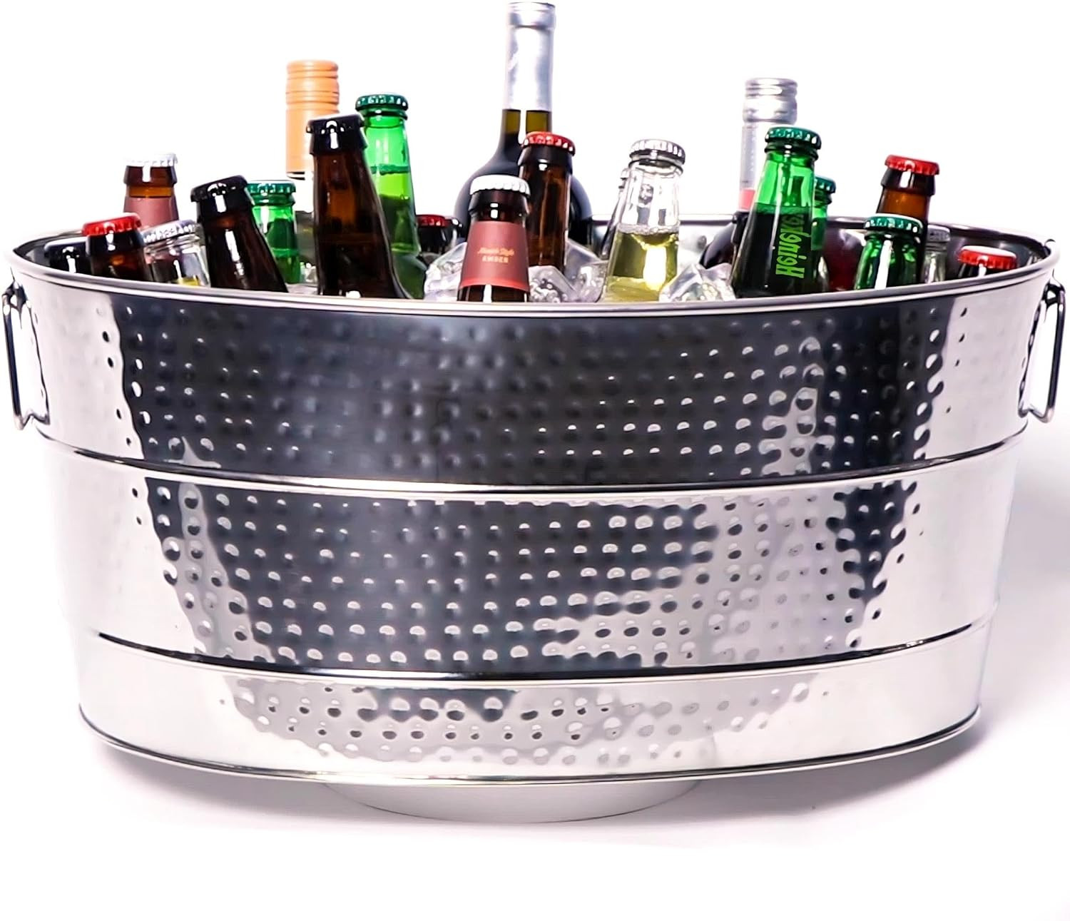 Aspen Heavy-Duty Oval Stainless Steel Bucket - Metal Large Ice Bucket for Drinks
