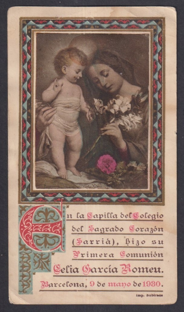 Holy card antique de la Virgin santino image pieuses estampa