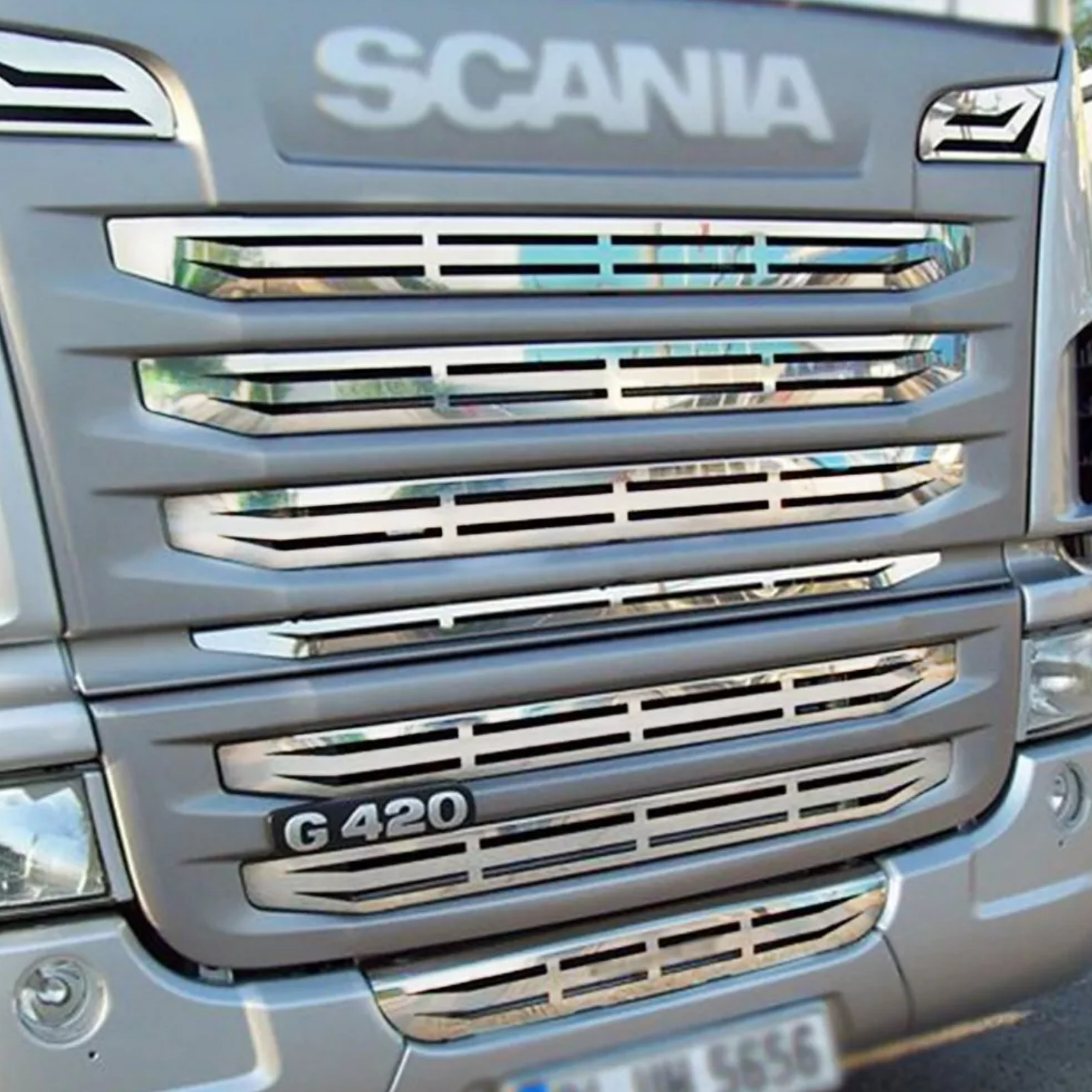 To Fit Scania G420 G440 2009-2016,Chrome Front Grill Application 9Pcs Stainless