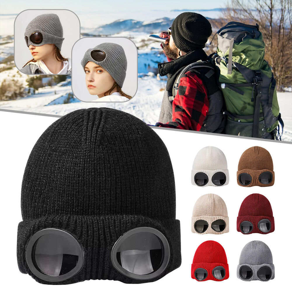 Unisex Winter Knit Woolly Chunky Beanie Hats Solid Casual Warmer Ski Goggle Cap