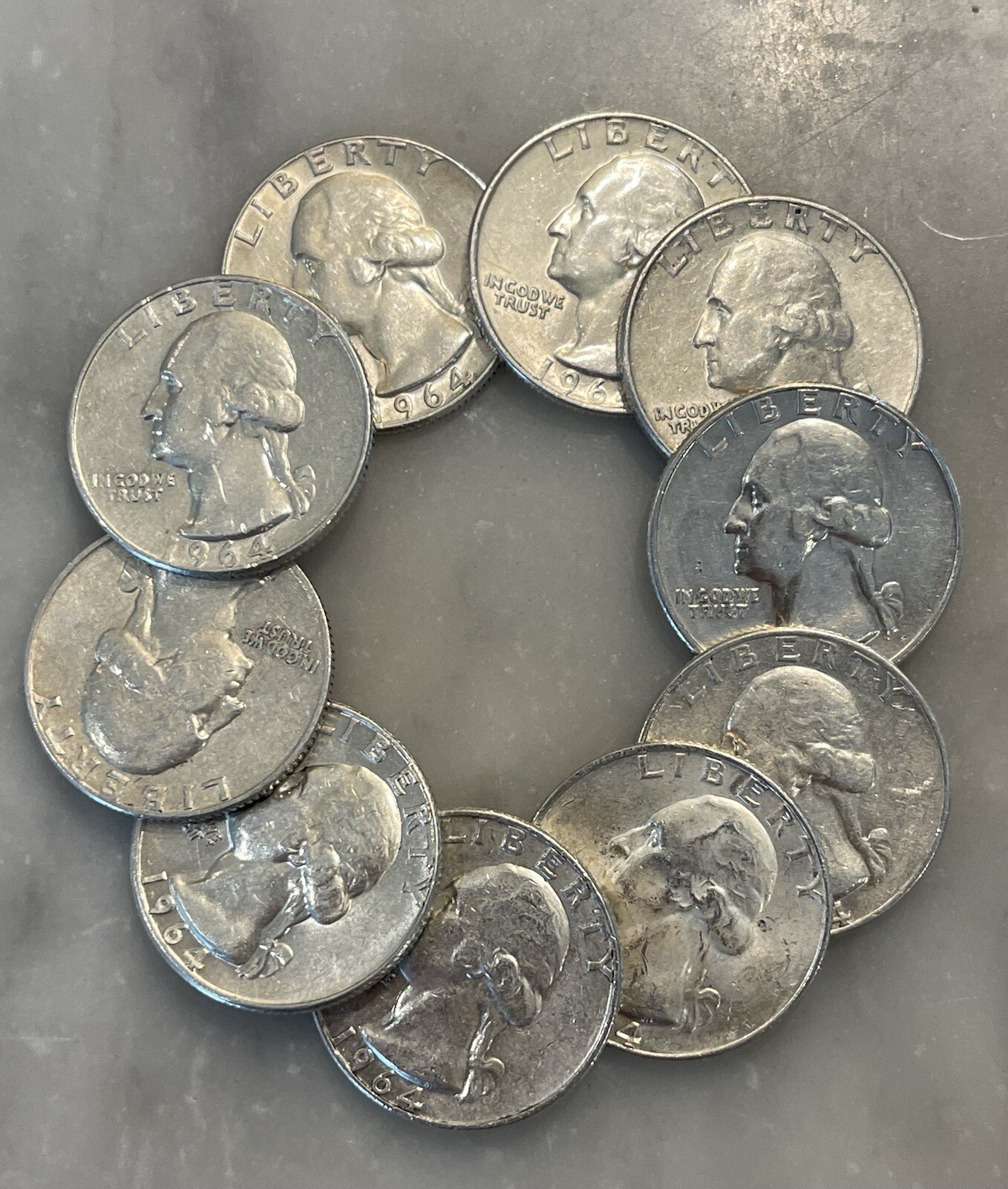 [Lot of 10] - 1964 Washington Quarter - ALL 1964 - 90% Silver Choose # of Lots!