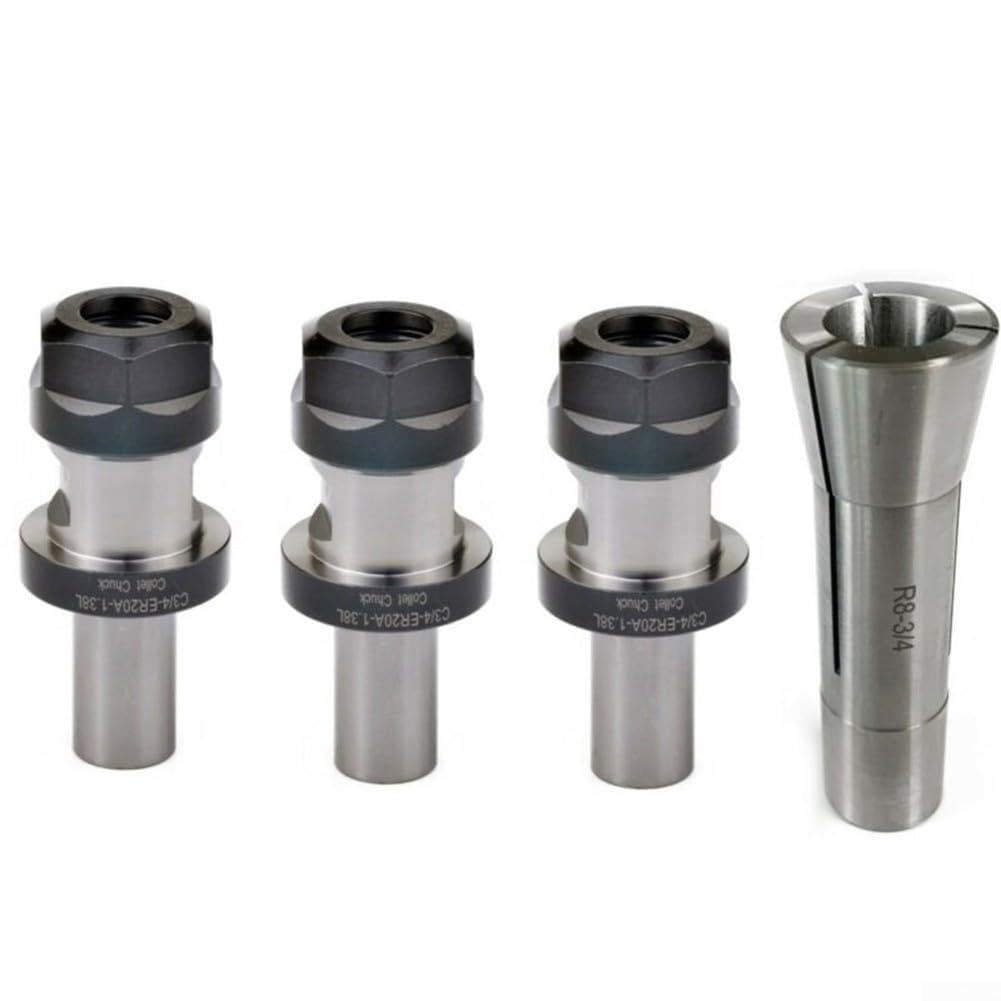 R8 ER20 Collet Chuck Kit 3-Piece Set with 3/4 Inch Shank for TTS Tool Holder Ada