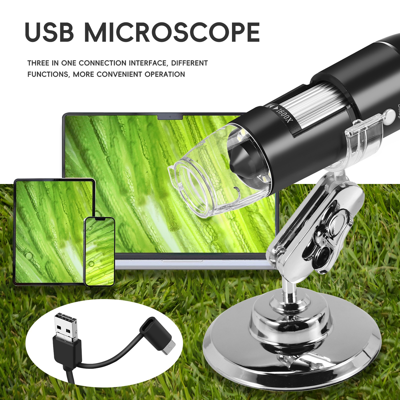 USB Digital Microscope, Endoscopic Camera, Adjustable Magnification4481