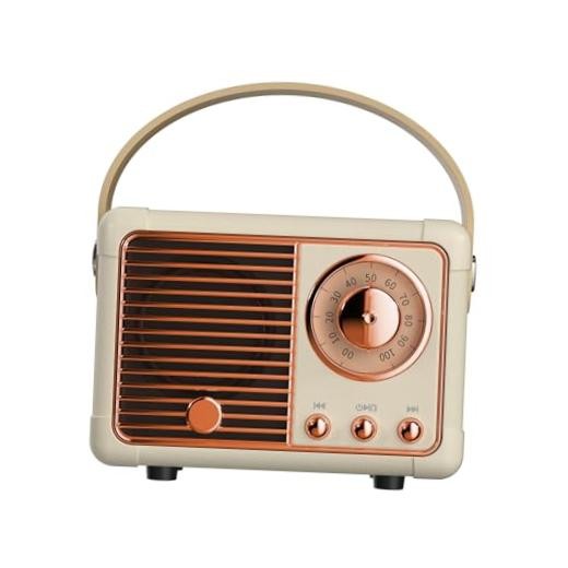 Retro Bluetooth Speaker, Wireless Mini Portable Speakers Support USB/TF Cream