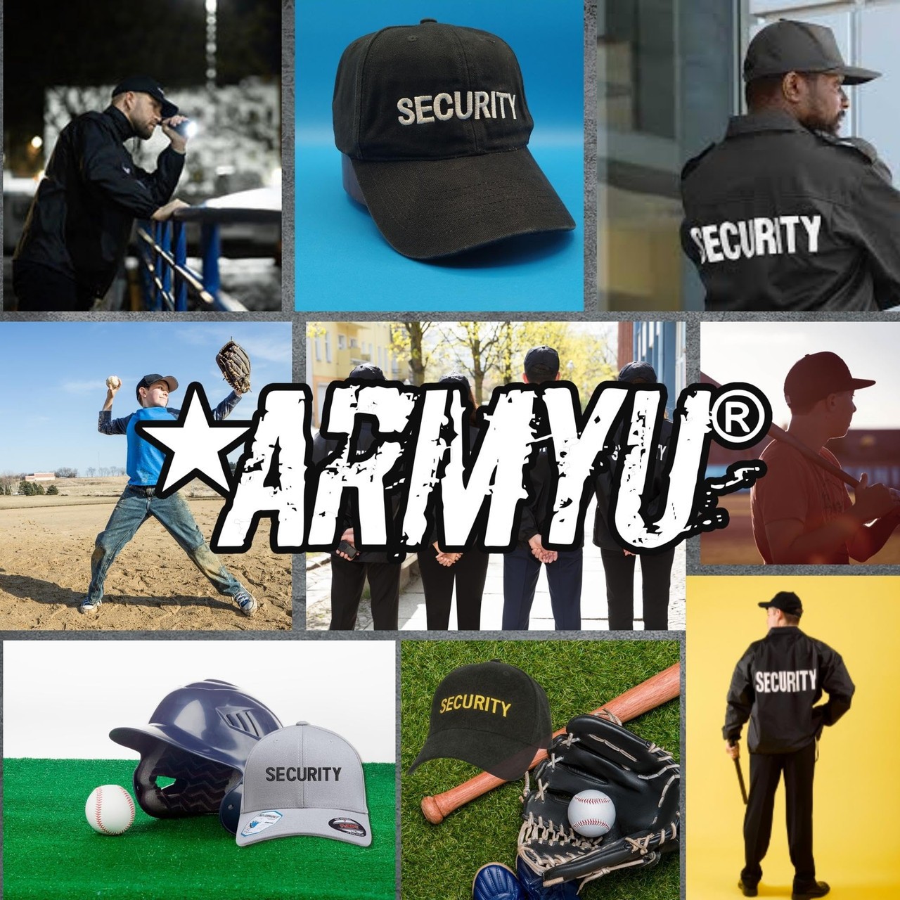 SECURITY Fitted Baseball Hat Uniform Guard Officer Pro-Formance Flexfit Cap