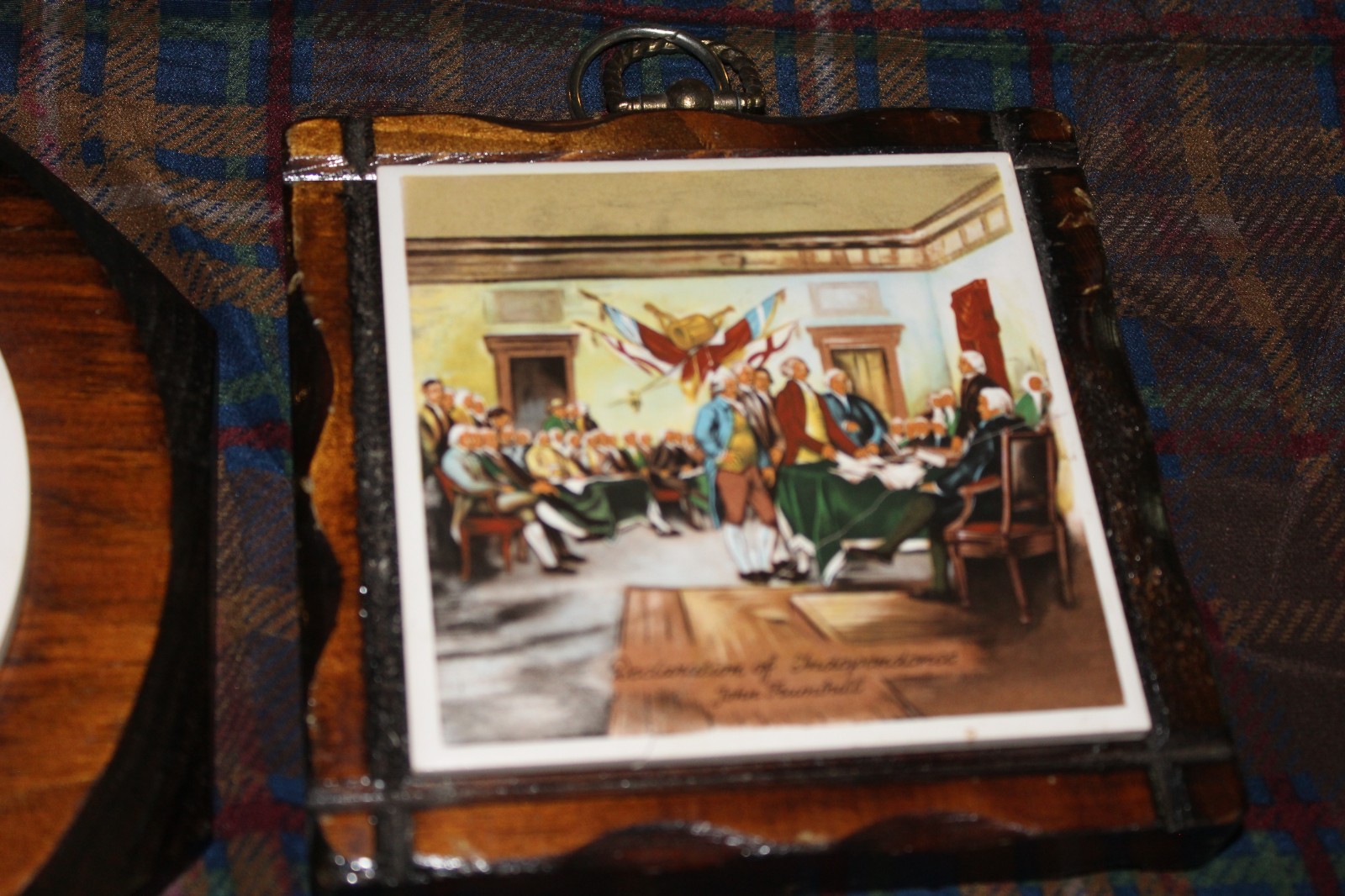 (3) Ceramic Wooden Civil War Independence Wall Plaques