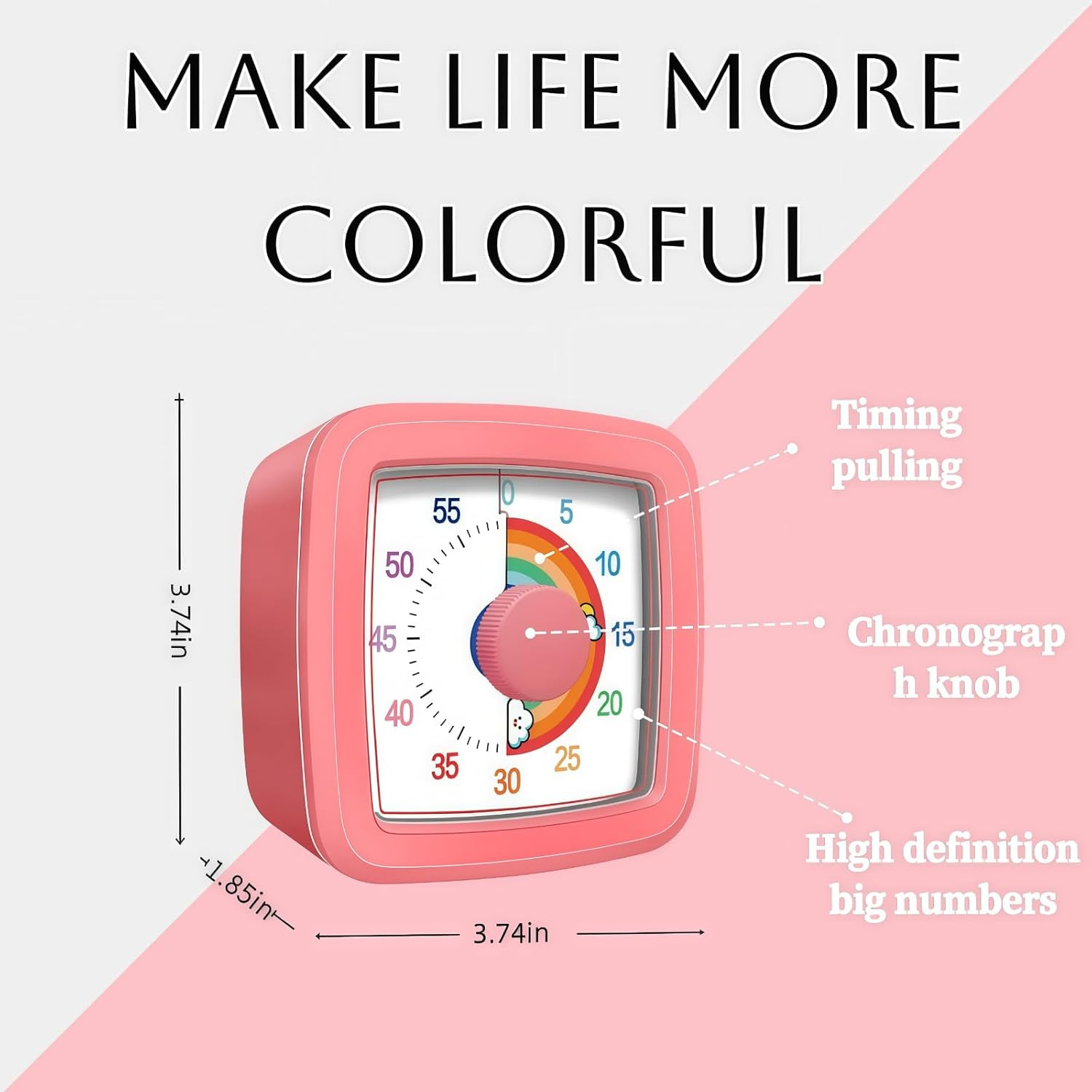 Visual Timer for Kids Adults, 60-Minute Countdown Timer for Classroom, Kitchen,O