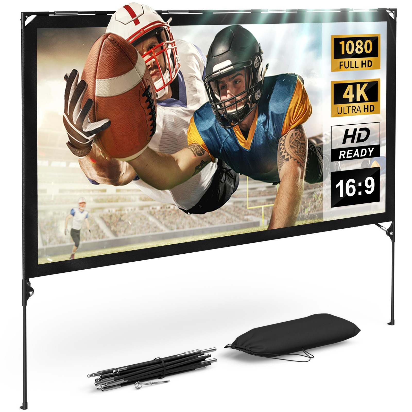 Modern Innovations 80 Inch HD Outdoor Movie Screen, Portable Outdoor Projecto...