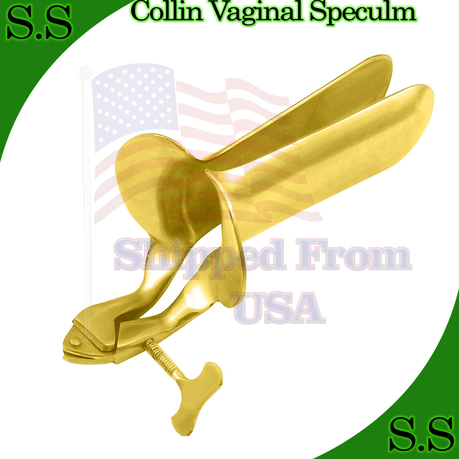1-Collin Vaginal Speculum Small Full Gold Gynecology instruments