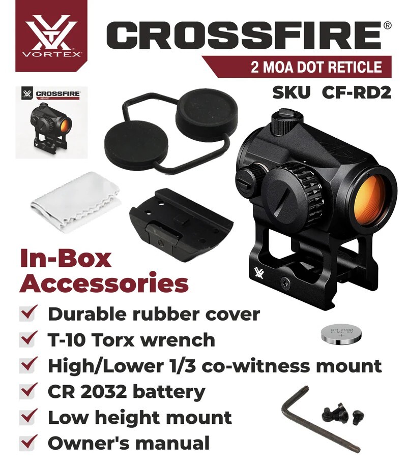 Vortex Optics Crossfire Red Dot Sight CF-RD2 with Free Hat Camo Digital Bundle