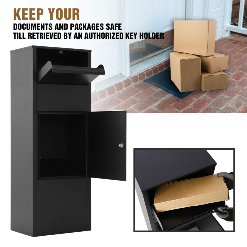 Large Package Delivery Parcel Mail Drop Box for Black, with Lockable Storage