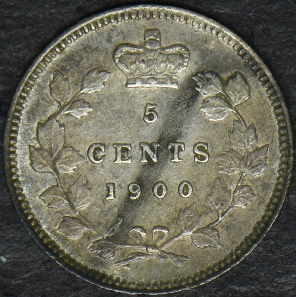 1900 Canada Silver 5 Cents - Oval O - ✪COINGIANTS✪