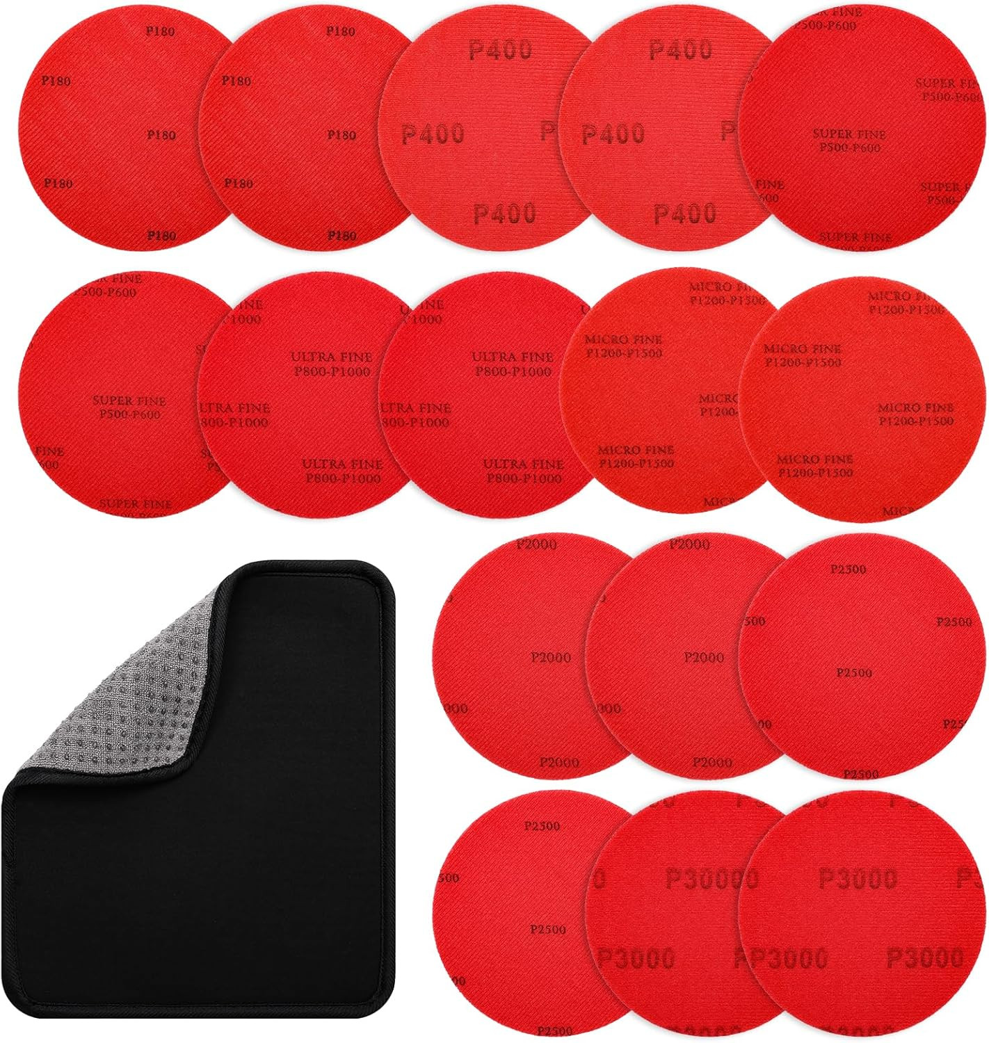 16+1 Bowling Ball Sanding Pads with Towels Grit Polishing Kit 180-3000 Grit