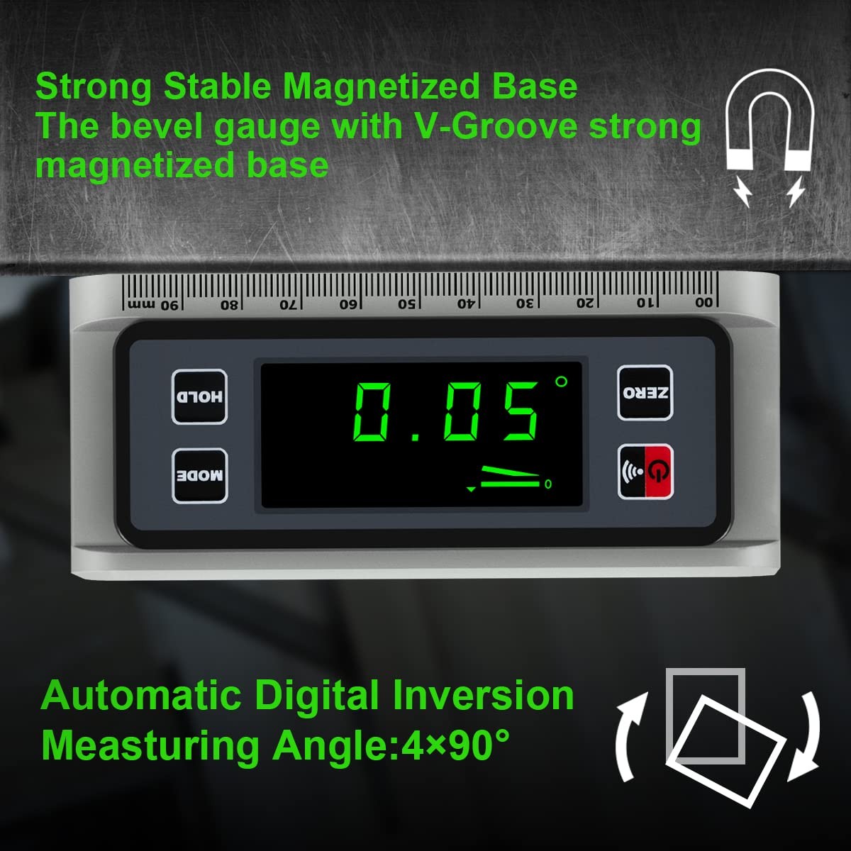 Digital Angle Finder Protractor - 0-360° Inclinometer with Magnetic Base & V-...