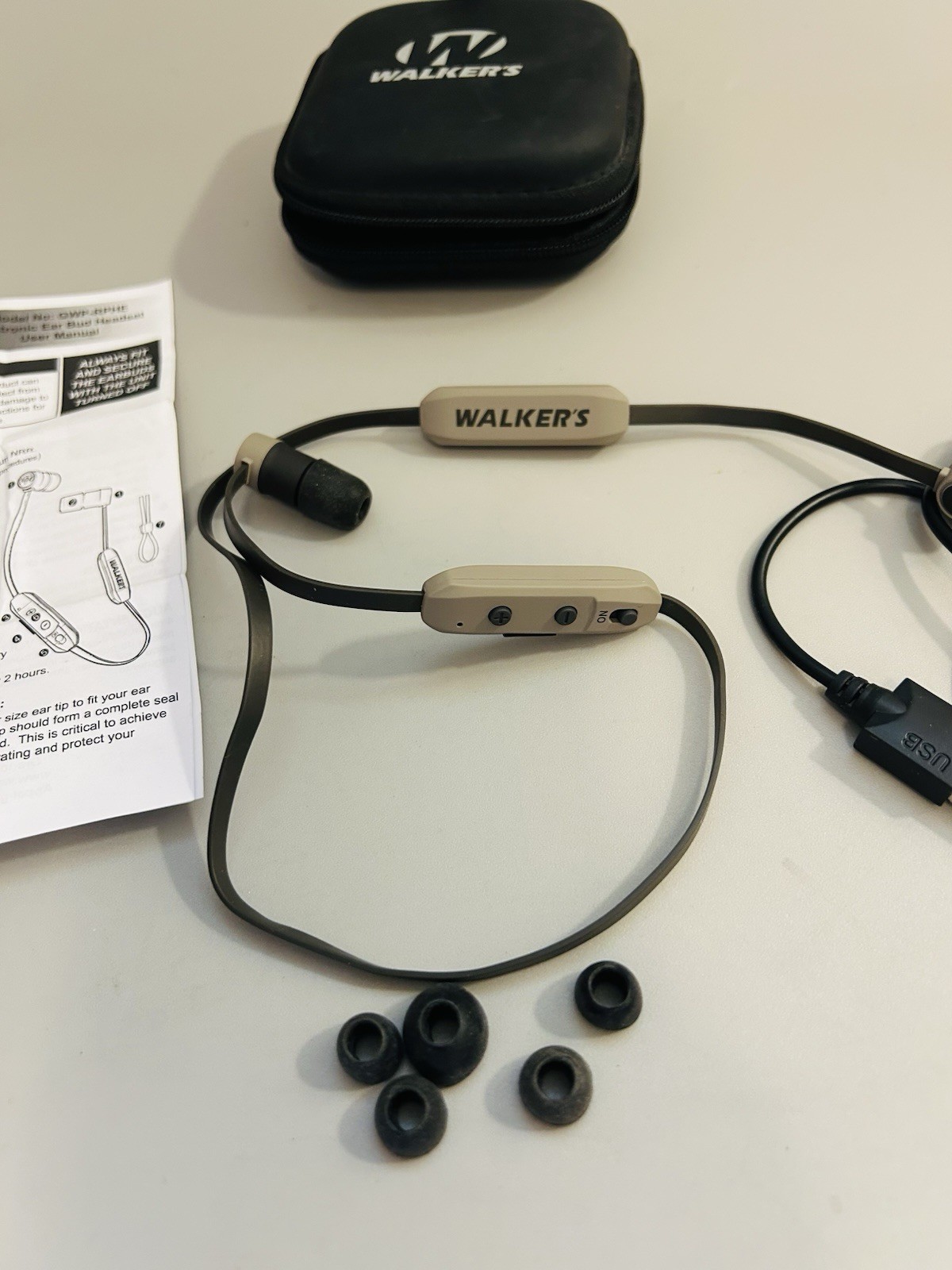 Walker's GWP-RPHE-BT Rope 29 dB Black/Brown Bluetooth Hearing Enhancer