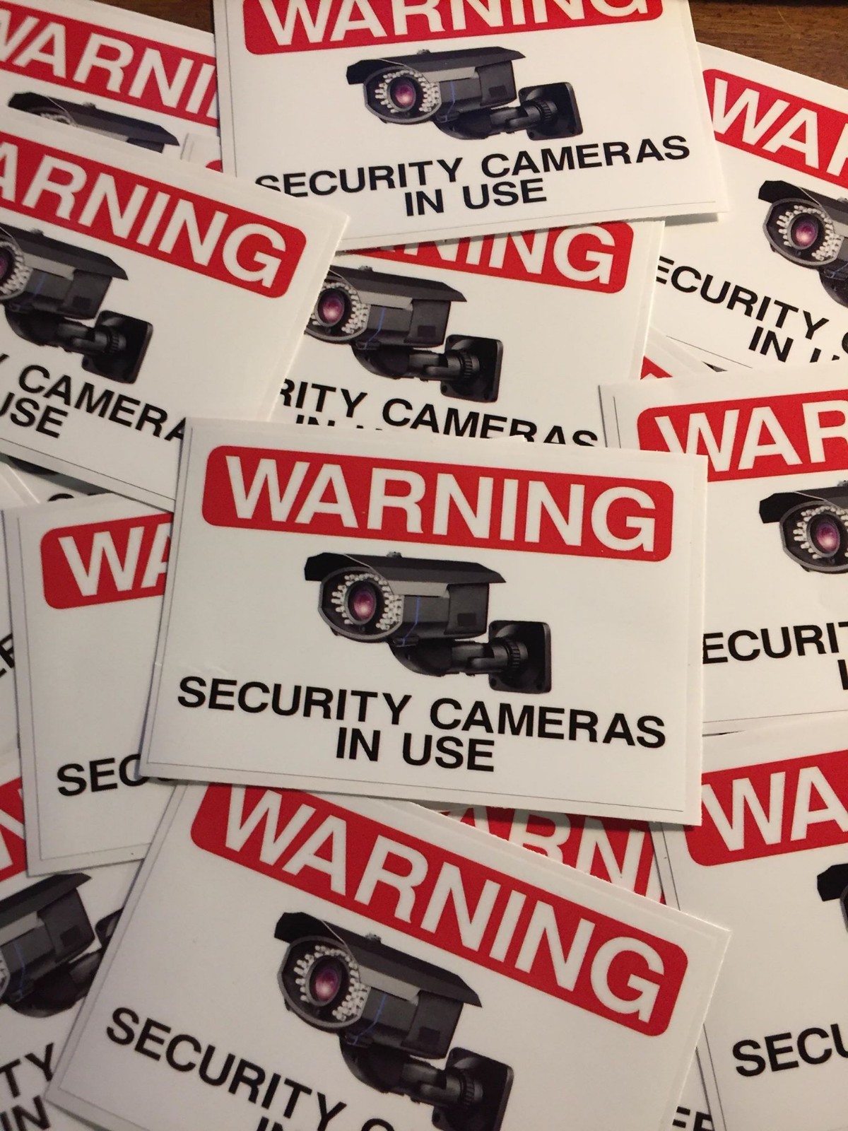 WARNING SECURITY CAMERAS IN USE decals sticker weather proof laminated   5x3 1/2