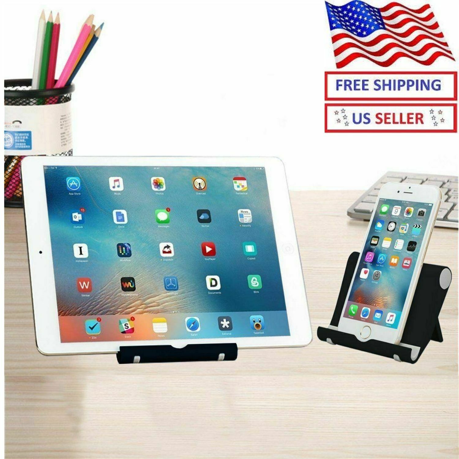 2 Pack Portable Desk Desktop Phone Stand Holder For iPhone Cellphone Tablet