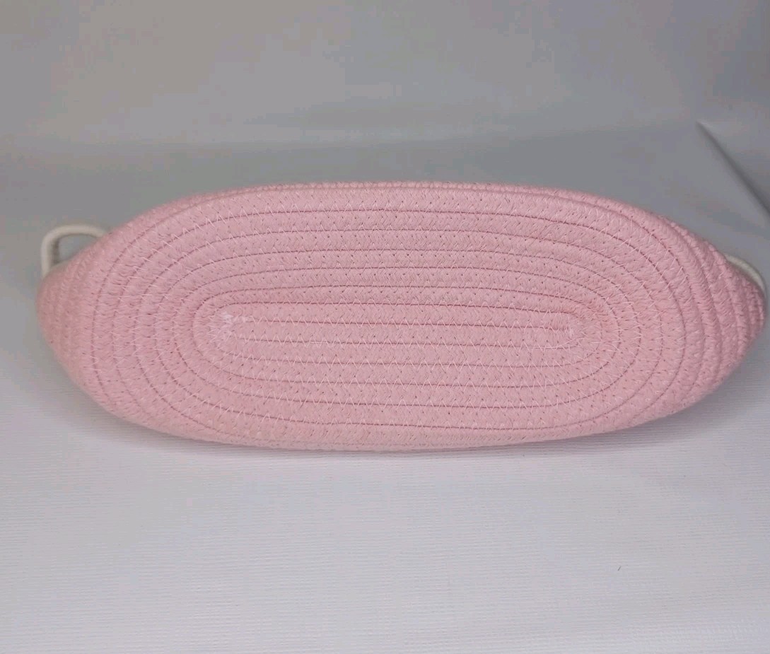 Pink Oval Woven Fabric Gift Basket