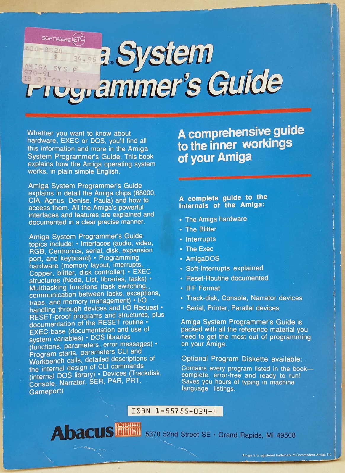 Amiga System Programmer's Guide ©1989 Abacus Book #6 Commodore 500 600 2000 3000