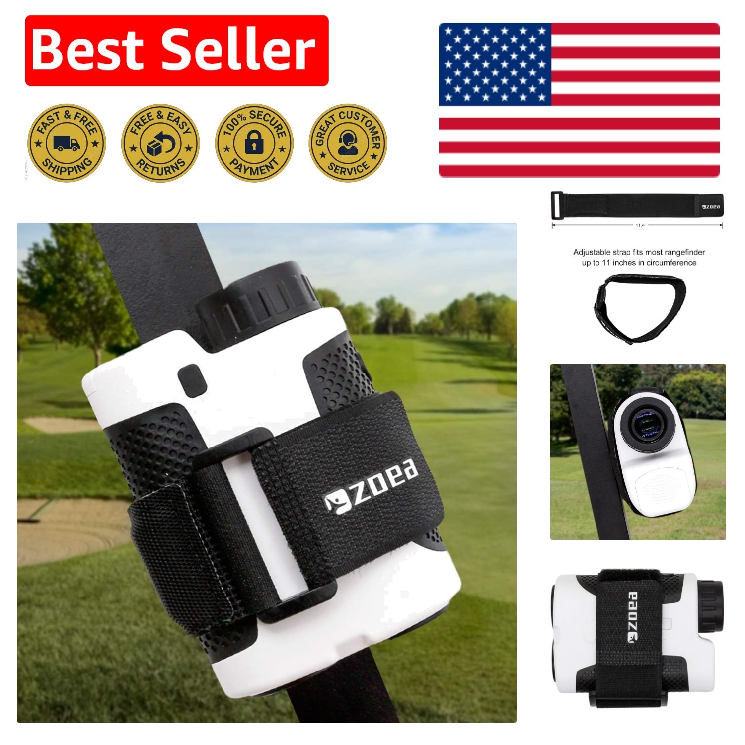 Secure Magnetic Flexible Rangefinder Holder for Golf Cart Railing - Fits Most