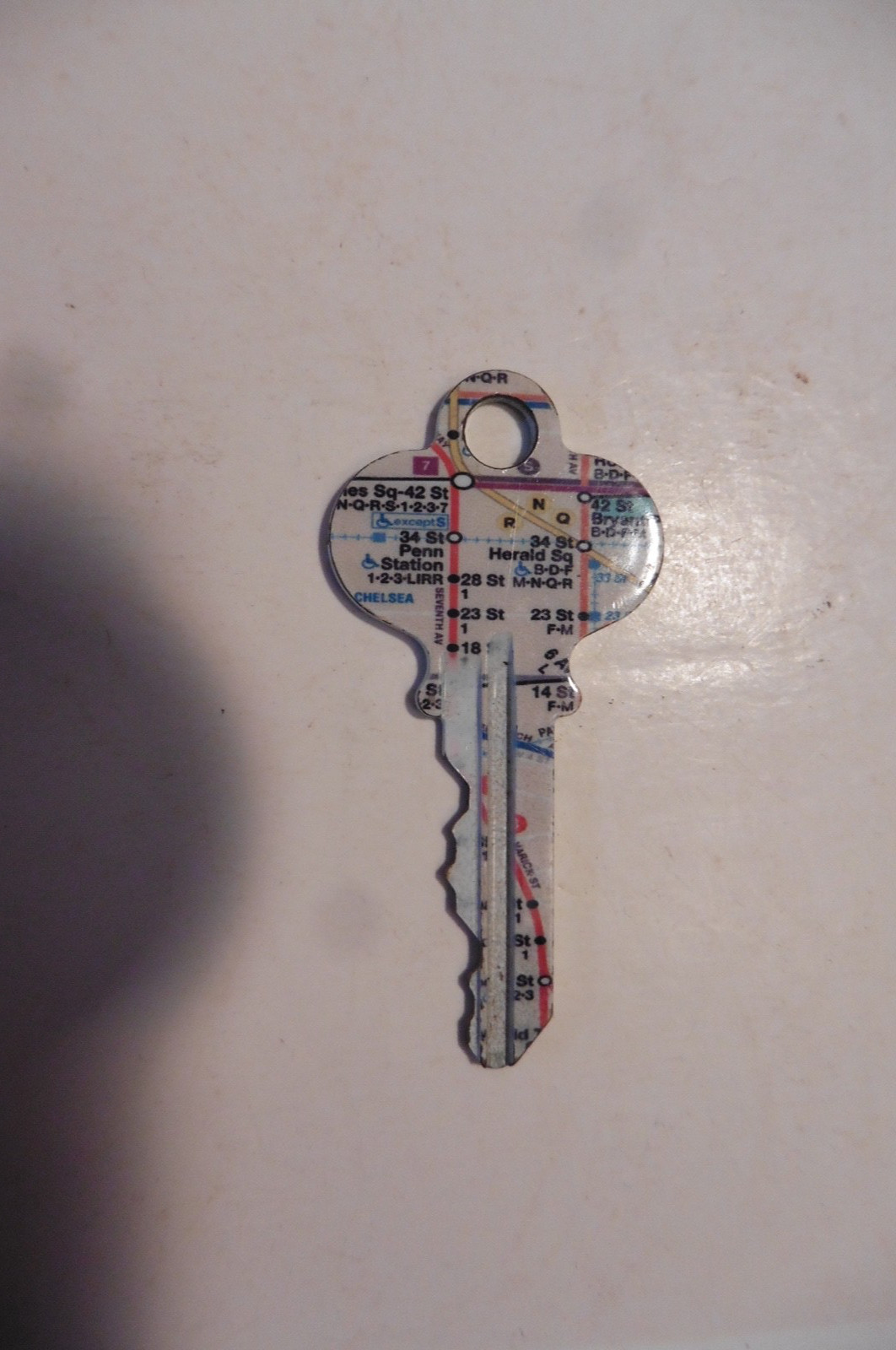 Novelty House Door Key Map of NYC Times Square 42nd St Bryant Park Penn Station