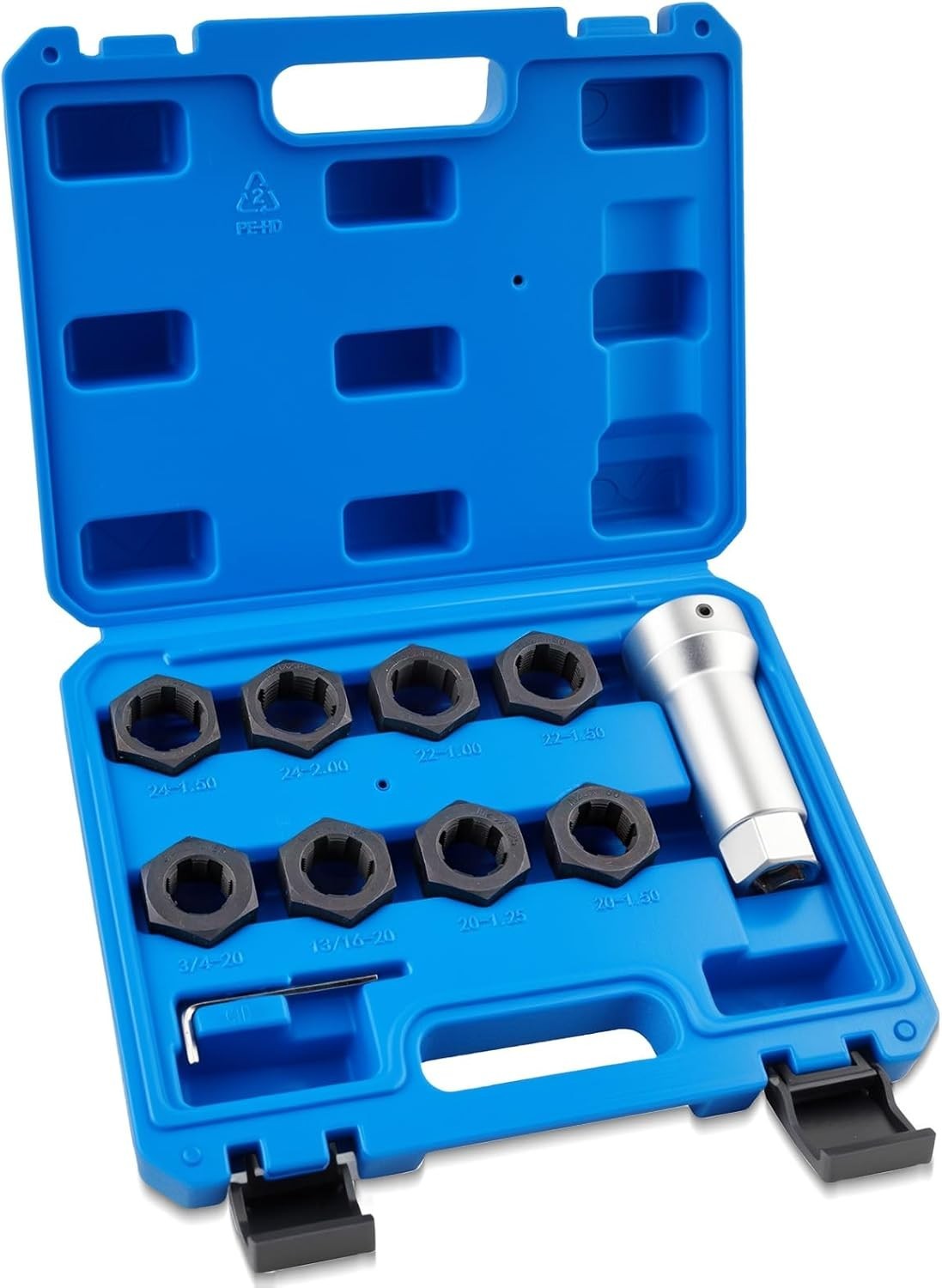 10-Piece Axle Spindle Thread Chaser Set - Includes 8 Dies & 1-1/16"Extension ...