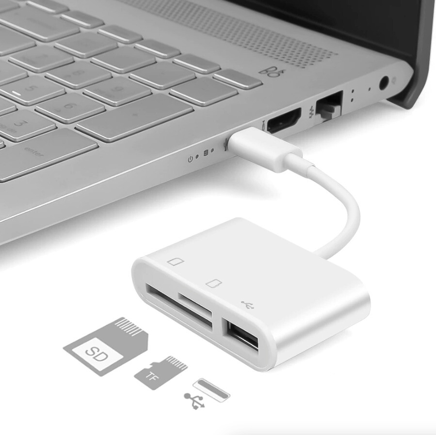 3 in 1 USB C Hub Converter Type-C Adapter SD Card Reader Fits MacBook Pro Laptop