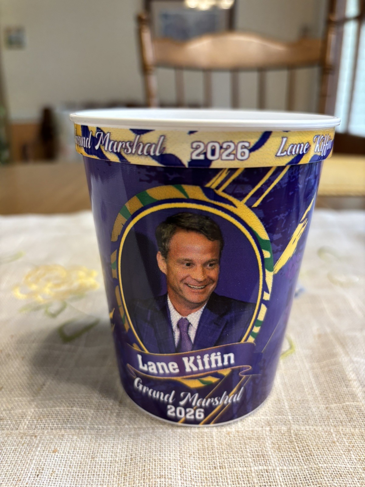 2026 Mardi Gras Krewe of Endymion Grand Marshal LANE KIFFIN LSU Plastic Cup