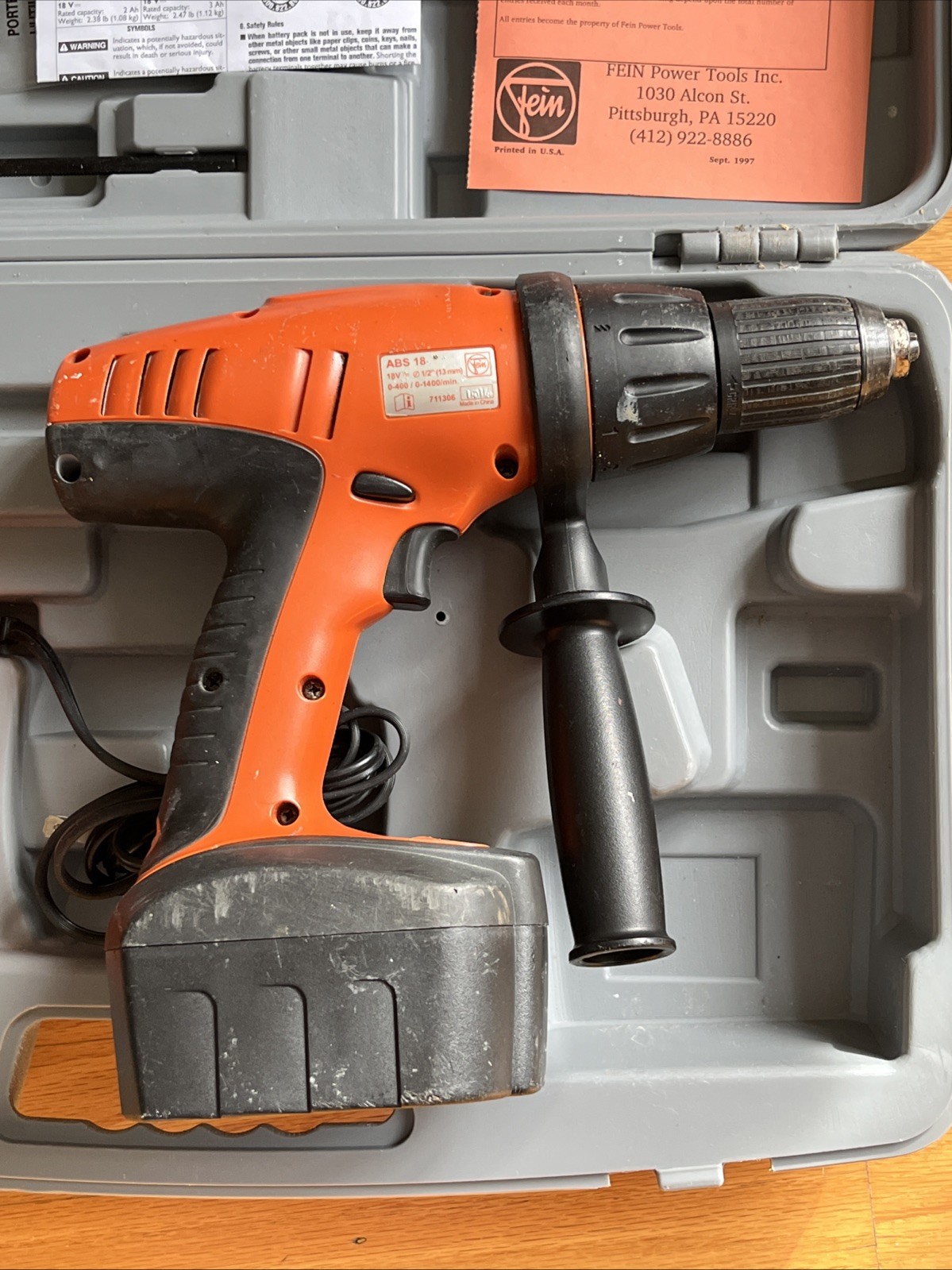 FEIN Handymaster ABS18 Drill Cordless With Case & Manual