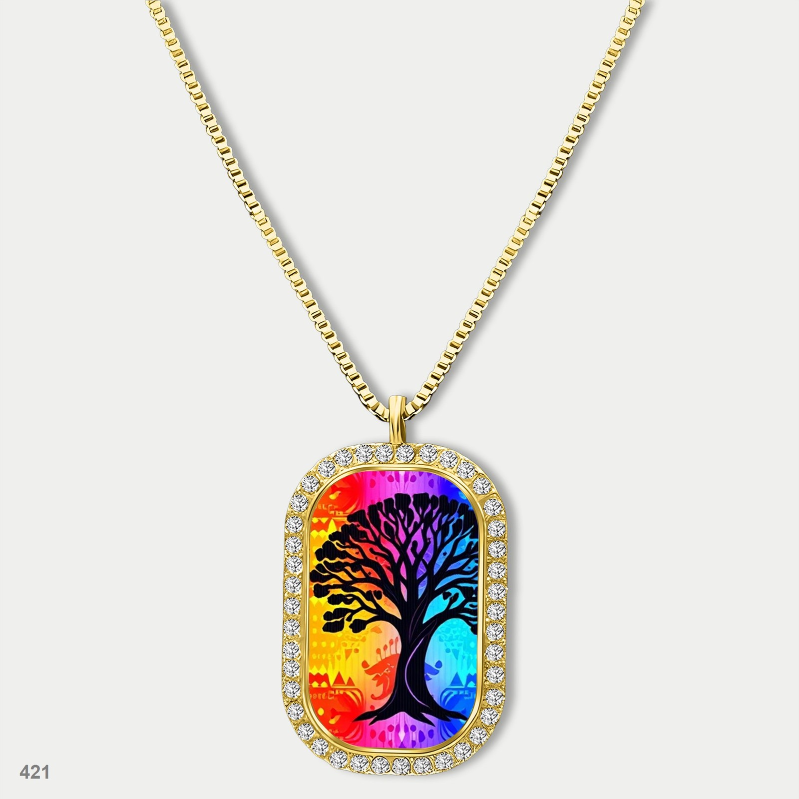New Colorful Tree of Life Pendant Necklace Chain Image Dog Tag Chain Gift Design