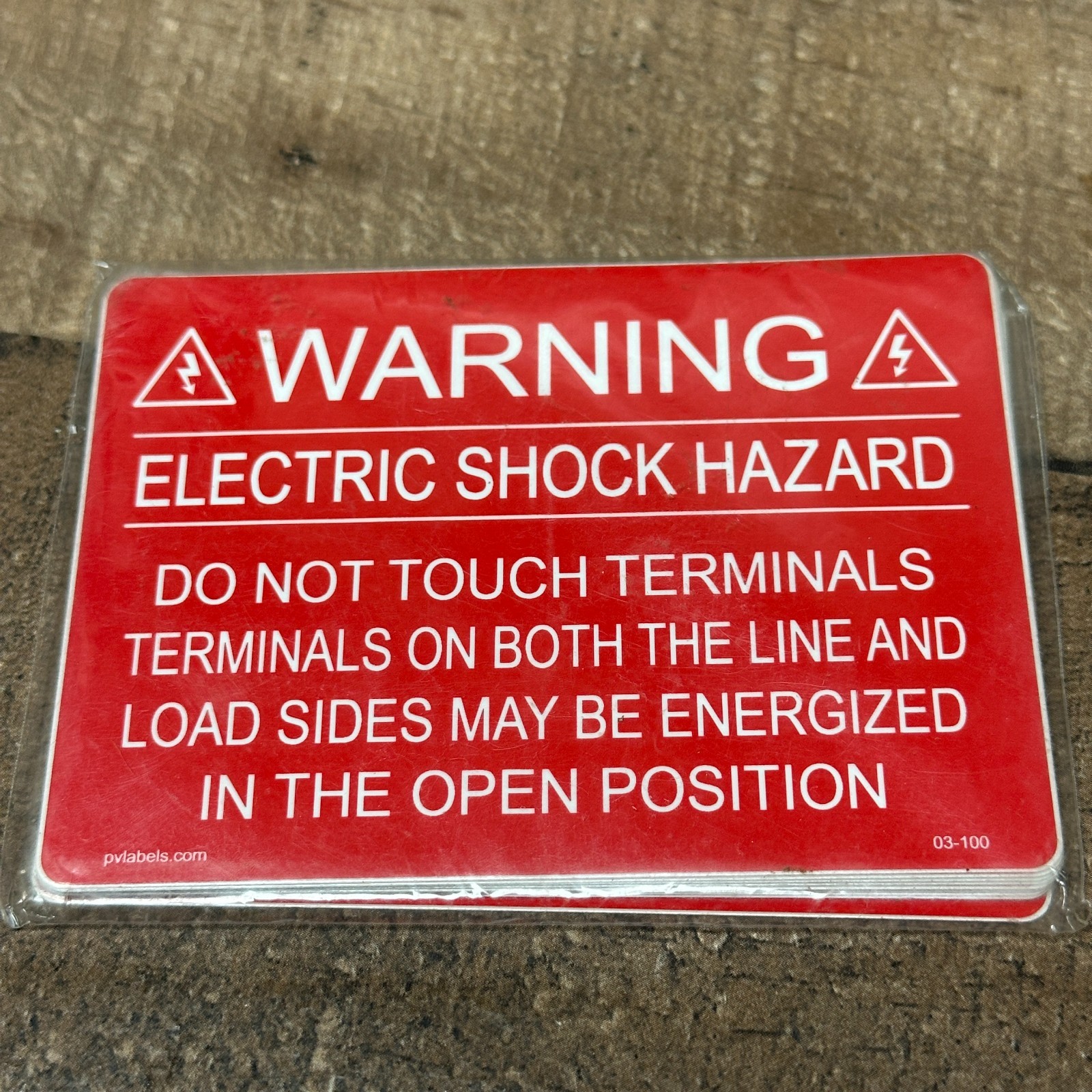 3" x 4" WARNING Electric Shock Hazard Label 03-100 Solar PV Do Not Touch 10 Pack