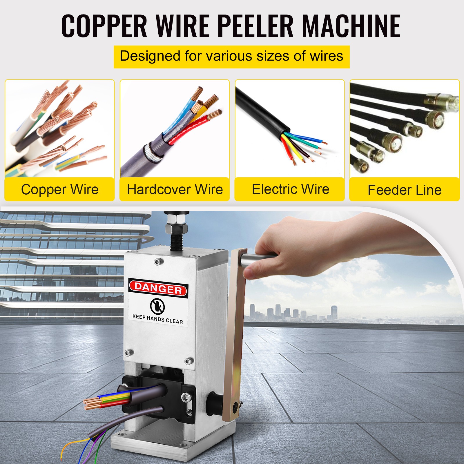 VEVOR Wire Stripping Machine Scrap Cable Stripper 1.5-25 mm Copper Recycle Tool