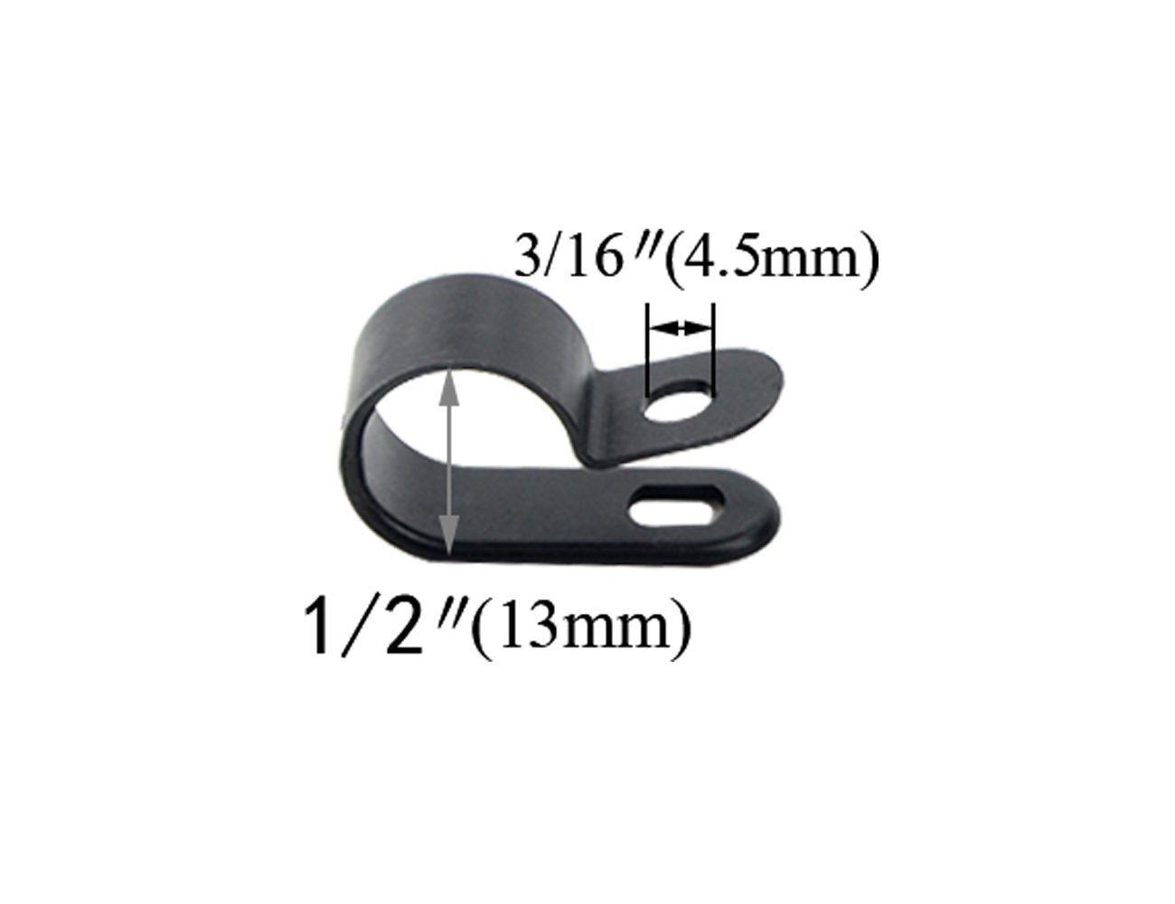 100 Pcs 1/2" Nylon Cable Clamps Assortment Rtype Cable Clips Kit Black Plastic W