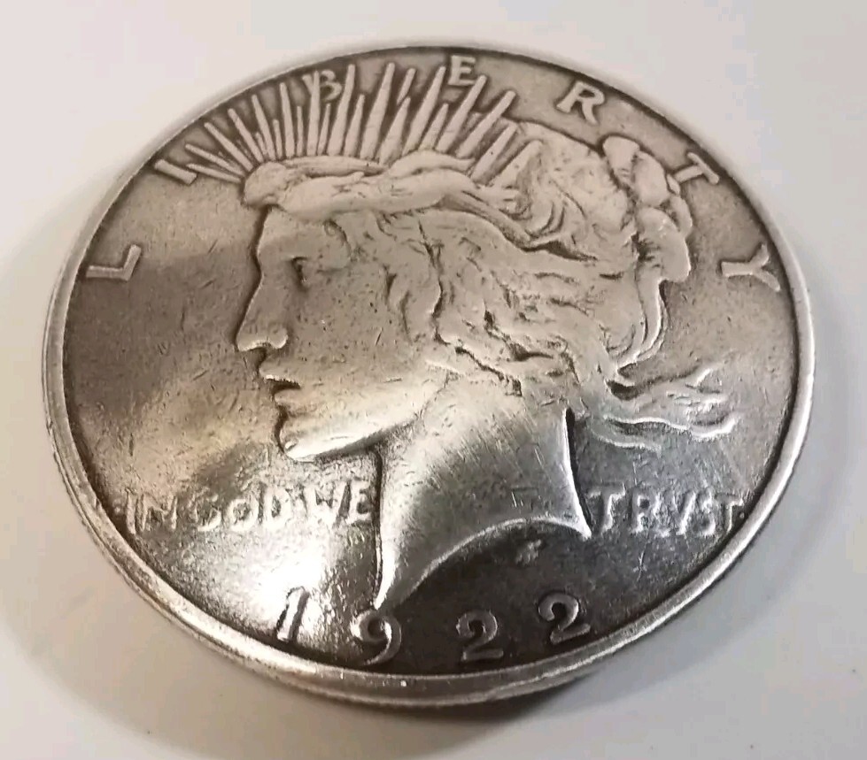 1922 Peace Coin Liberty Silver Dollar Replica Concho Screwback 1.5"  Arts Crafts