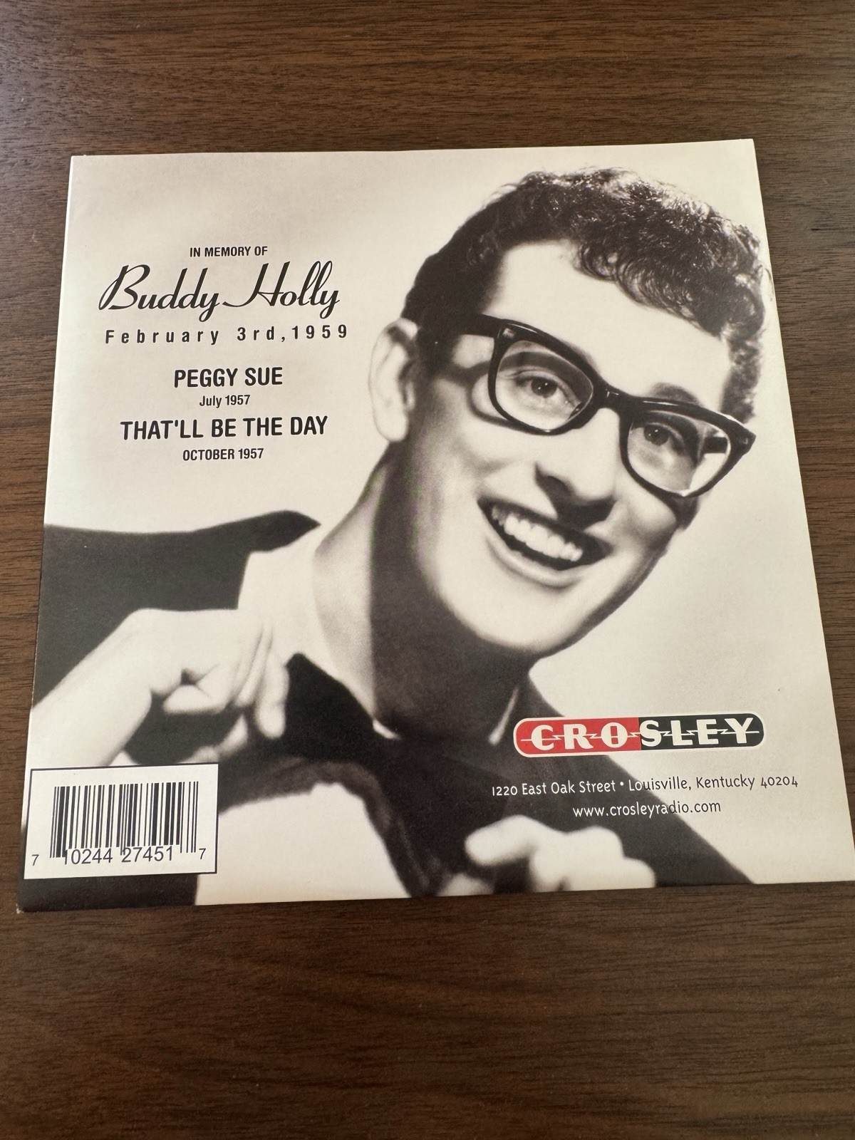 Buddy Holly ‎– Peggy Sue / That'll Be The Day - Crosley ‎– 7" 45RPM Single Mint