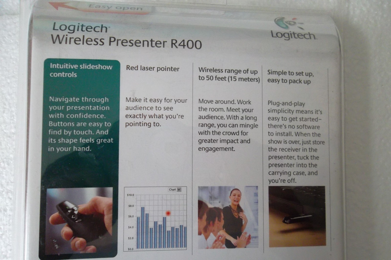 Logitech Wireless Presenter R400 50' Range Receiver Laser Pointer 910-00135 NEW