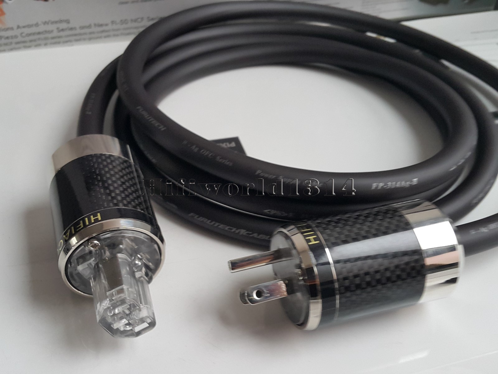 1x HIFI cryo Carbon fiber Rhodium Plug US AC Silver Plated Power Cable