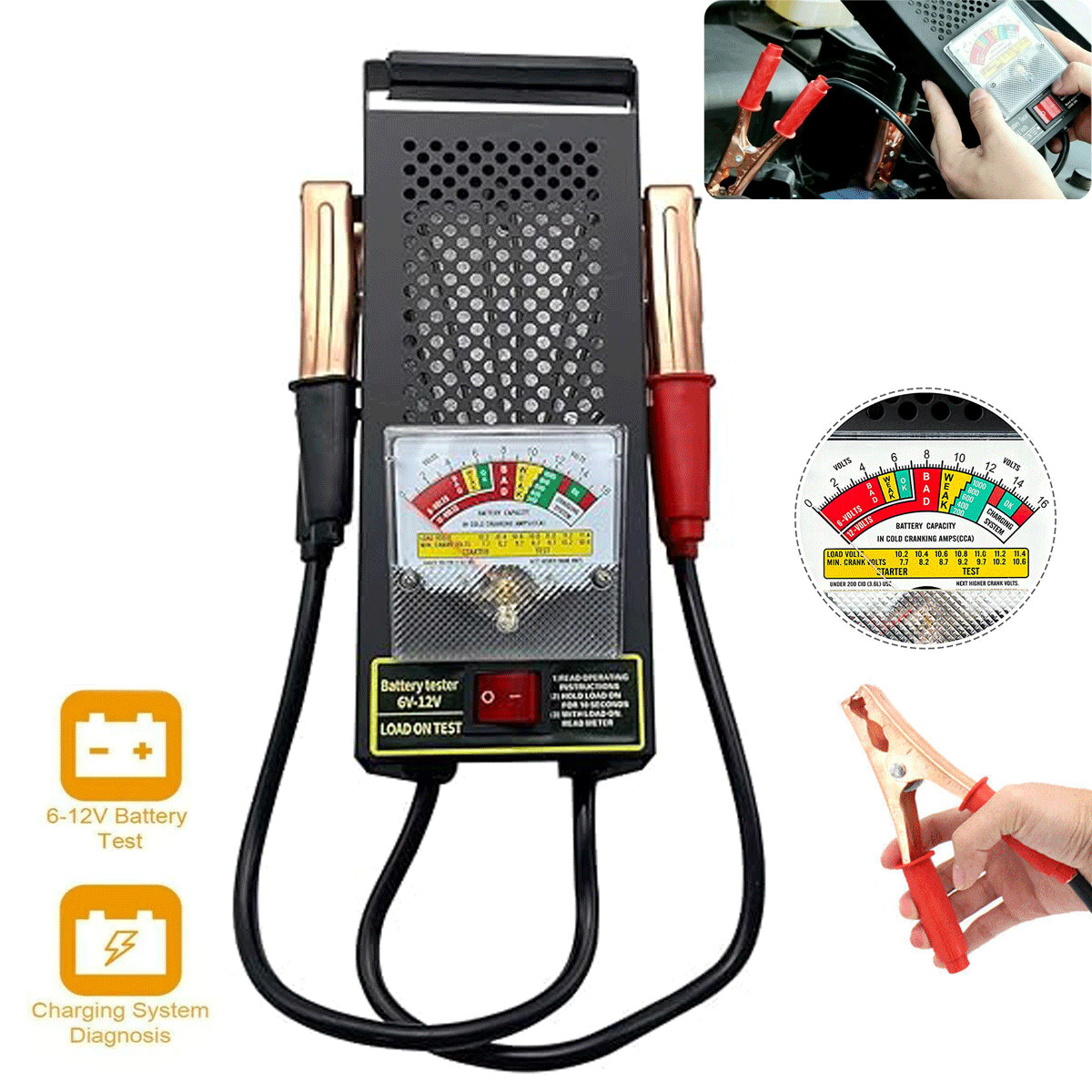 Battery Load Tester 100 Amp Load Type 6V-12V 100A Mechanics Car Truck Repair USA