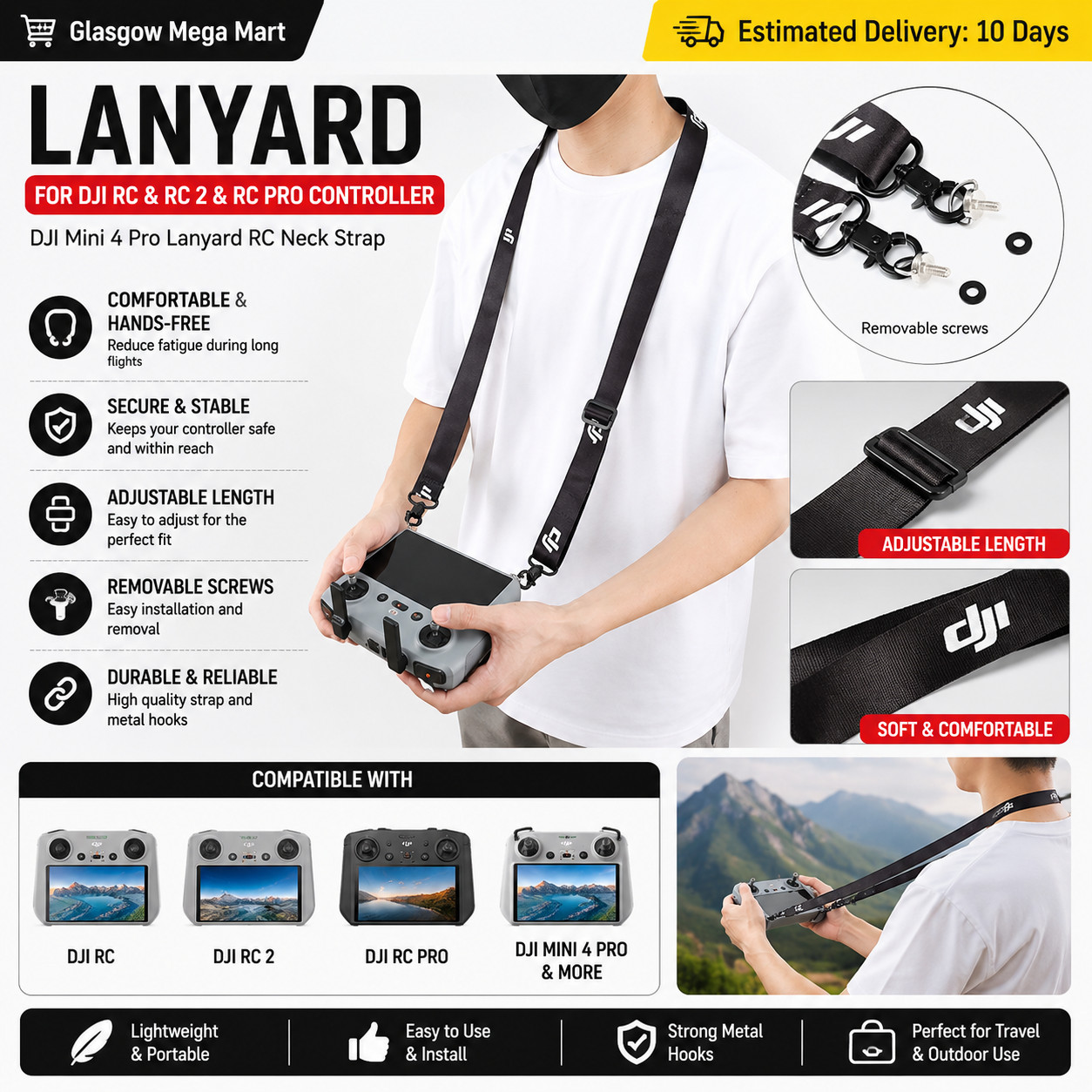 Lanyard for DJI RC & RC 2 & RC Pro Controller, DJI Mini 4 Pro Lanyard RC Neck St