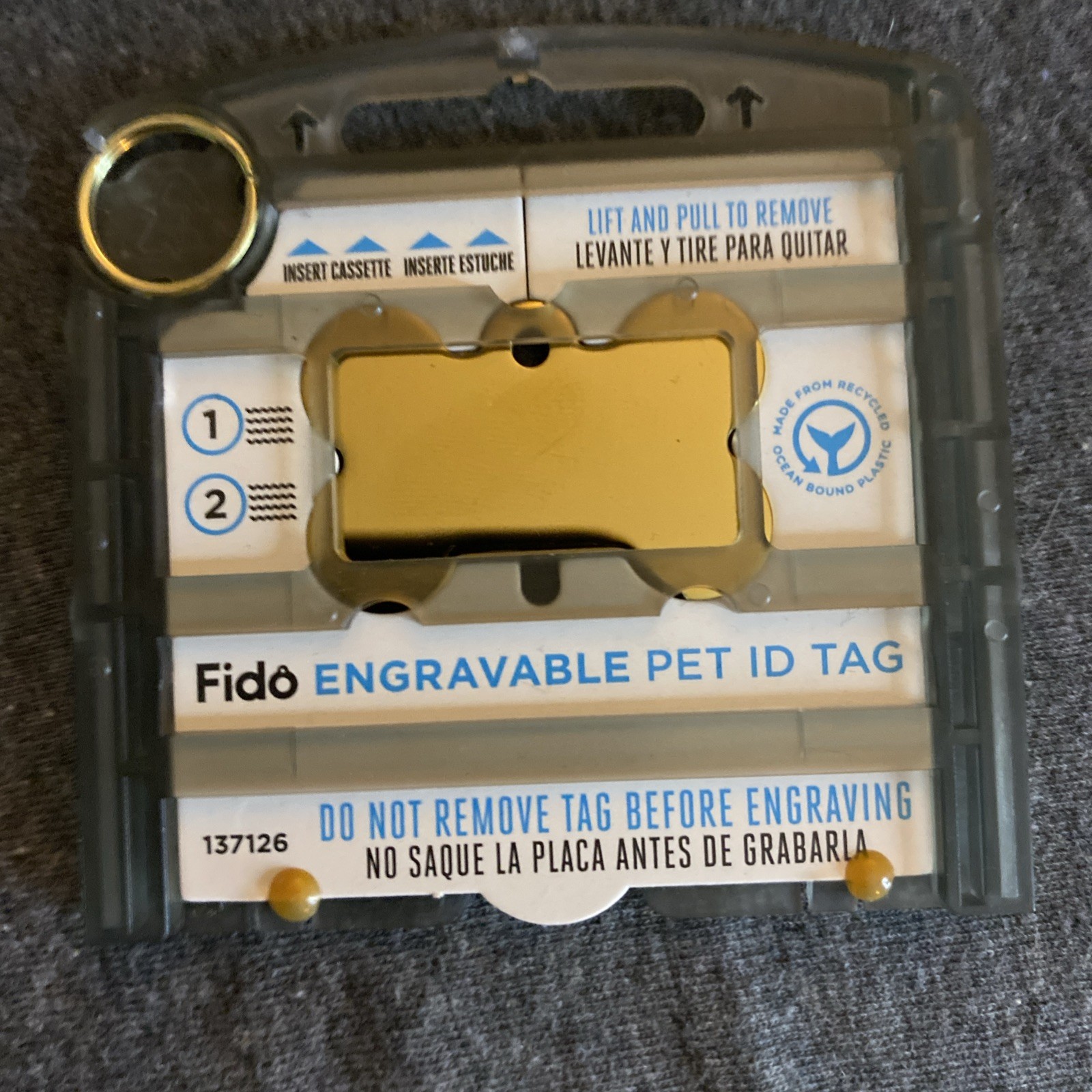 NEW FIDO Engravable Pet Id Tag Gold Bone