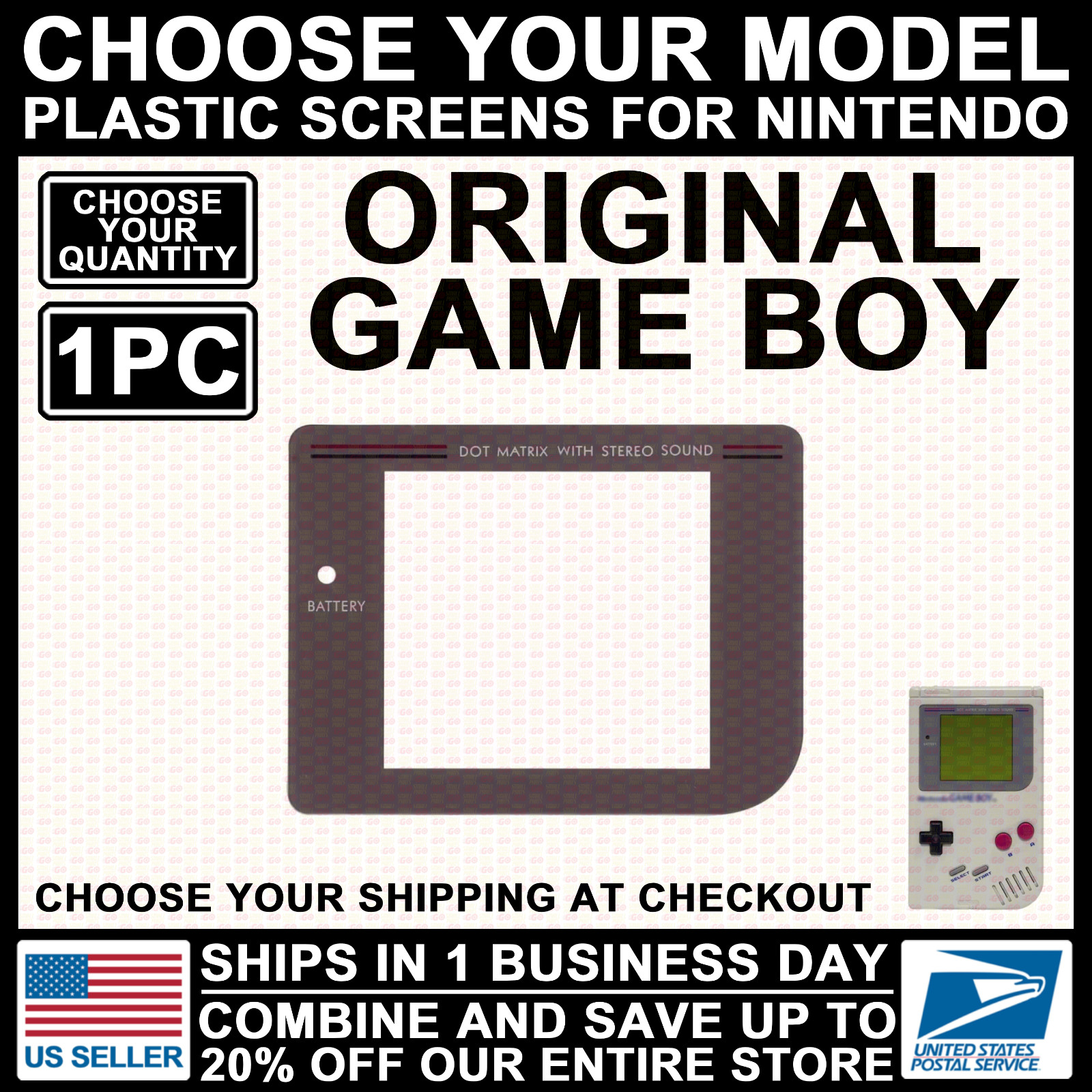 NEW Screen Lens for Nintendo Original Game Boy DMG-01 Replacement Adhesive