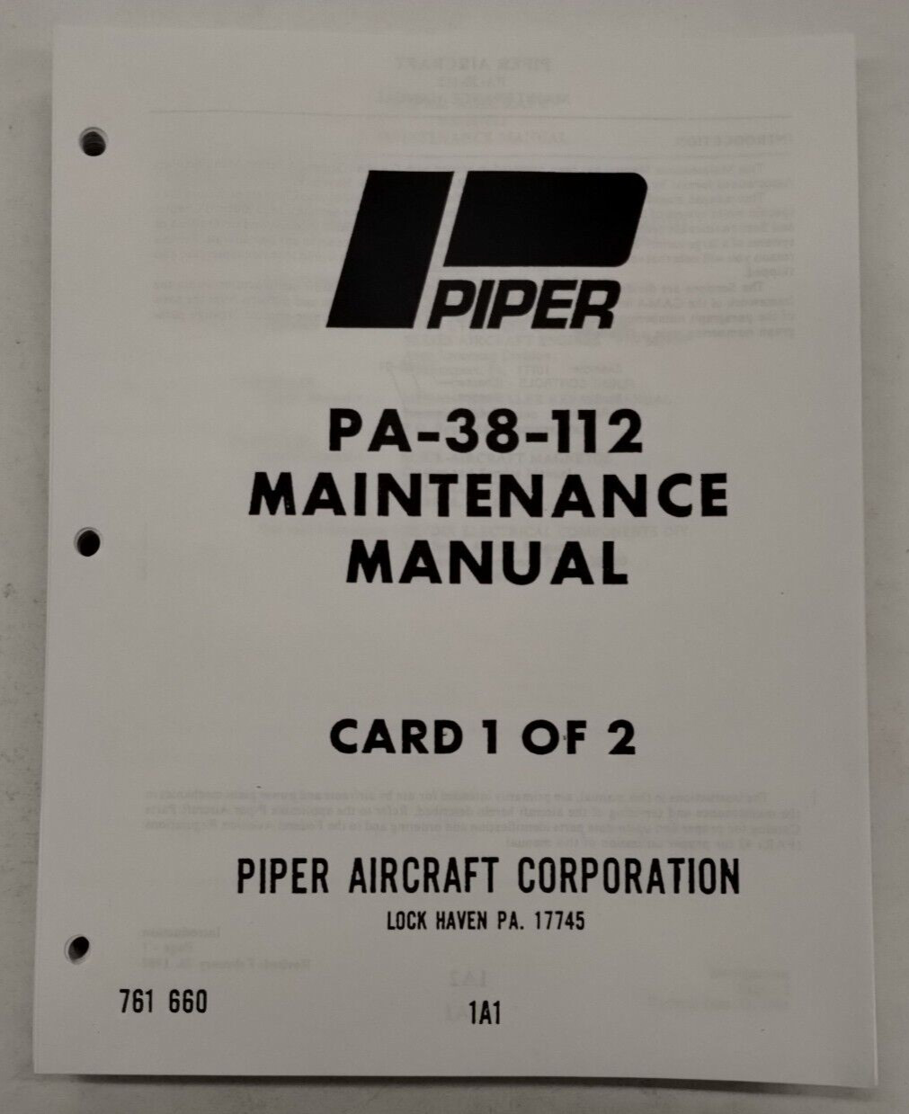 Piper PA-38-112 Tomahawk Maintenance Manual 761-660 Feb. 26, 1982-Reproduction