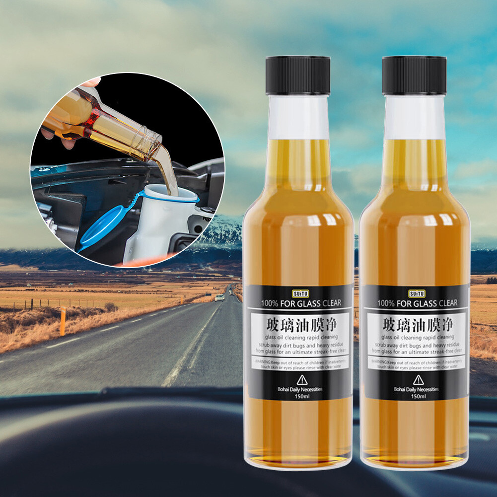 3PC Car Glass Oil Film Stain Removal Cleaner Powerfully Remove Stubborn Oil Film