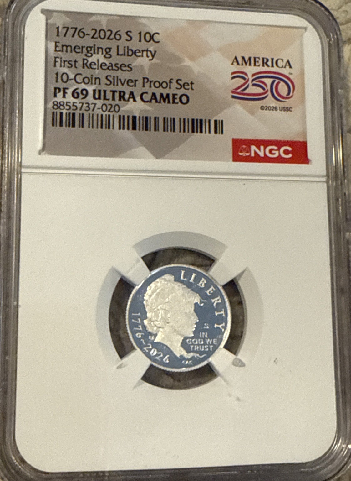 1776 2026 Emerging Liberty Silver Proof Dime NGC PF 69 First Release