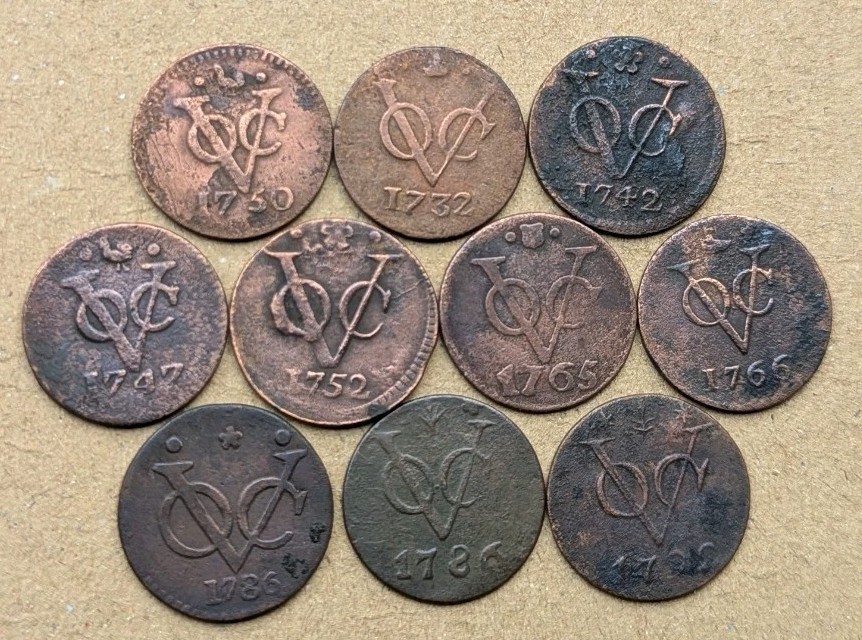 Lots 10 Pcs Dutch VOC Duit 1732 - 1792 New York Penny Copper Coin_A772