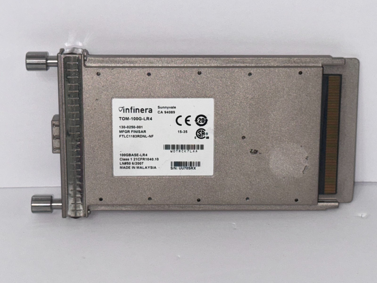 INFINERA TOM-100G-LR4 130-0250-001 FINISAR 100GBASE-LR4 FTLC1183RDNL-NF