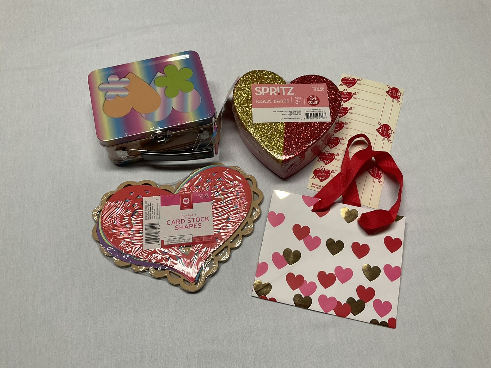 Valentine Tin Lunch Box Small W/make Your Own Cards, Heart Card Stock Bases +