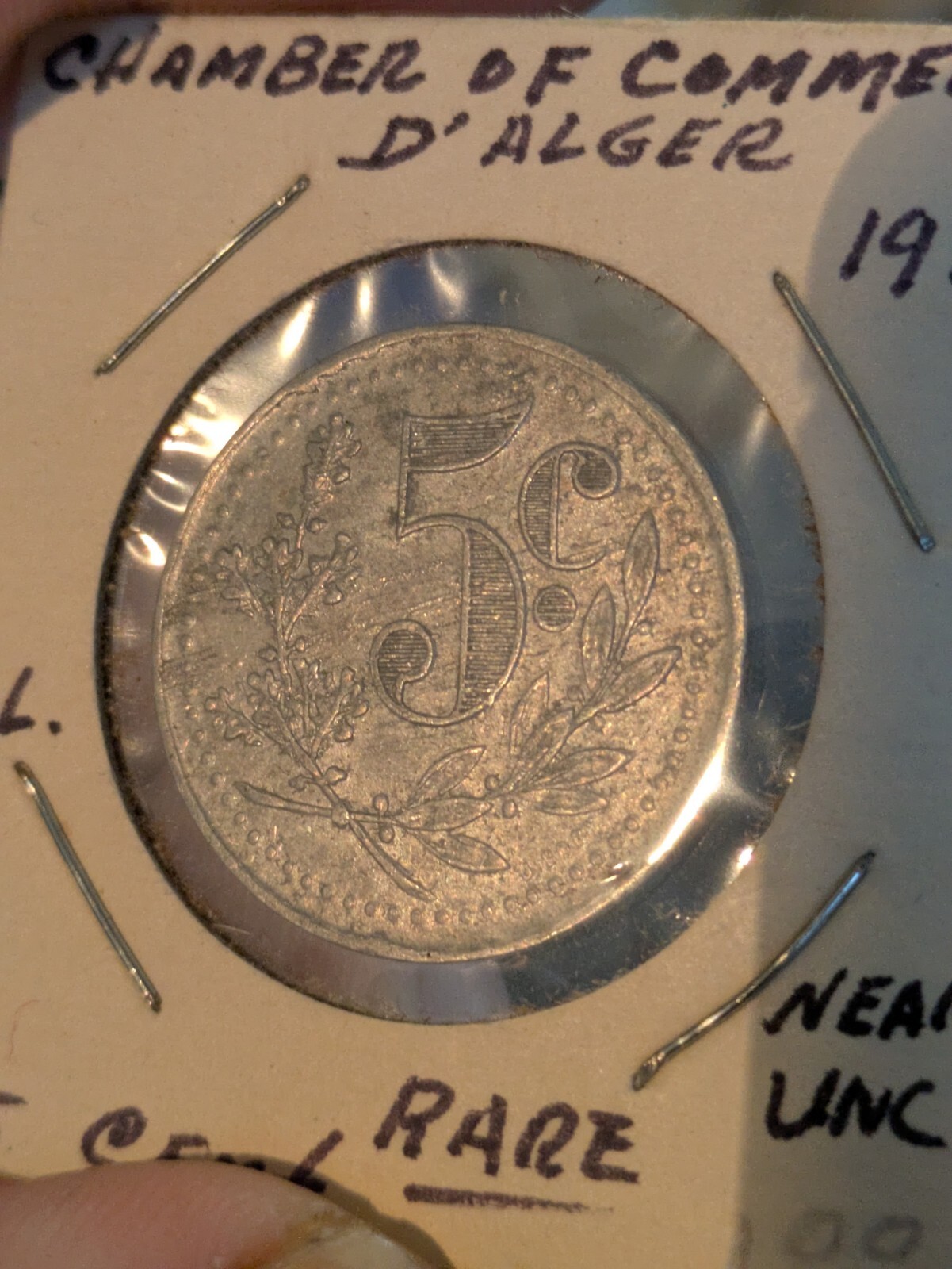 1921 Algeria Algers 5 Cent Token High Grade
