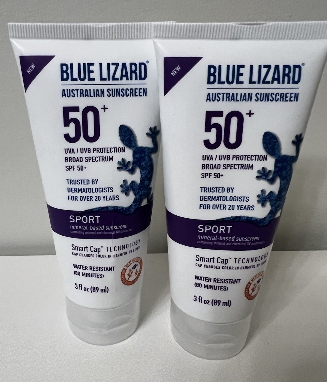 Blue Lizard Sport Mineral Sunscreen Lotion 3 oz SPF 50 Lot of 2 Date 01-2026 New