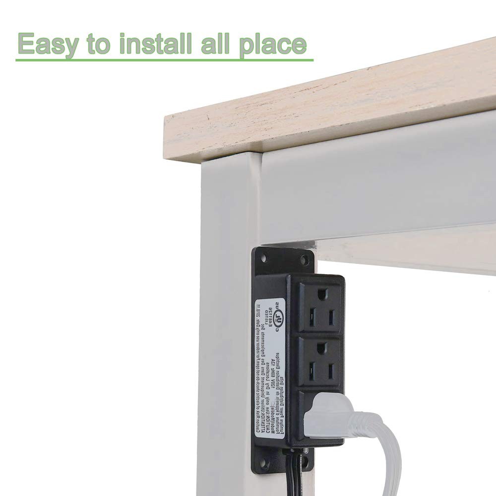 Surface Mounted Power Strip 3 AC Grounded Outlets Mountable Power Strip Socke...